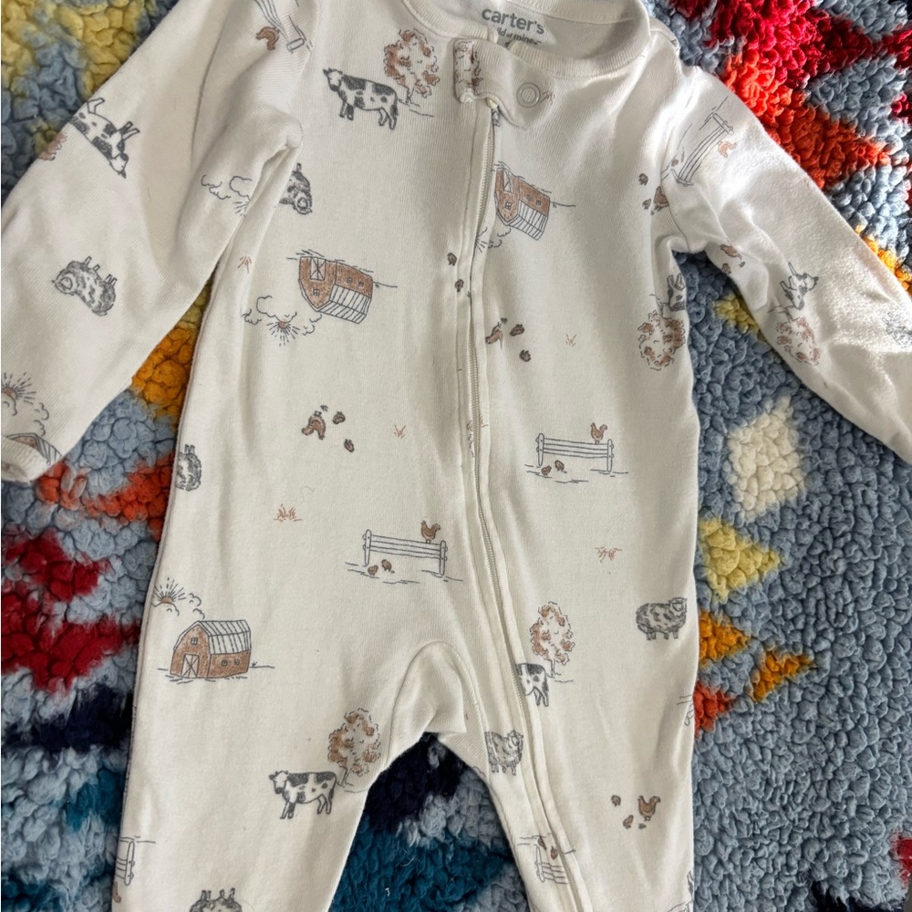 Carter's White Farm Animal Baby Sleeper